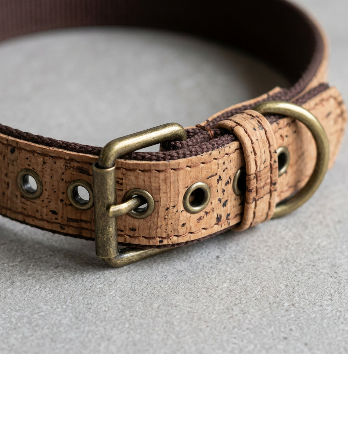 Bosey Cork-Fabric Dog Collar 30–44 cm Antique Brass - Detail view