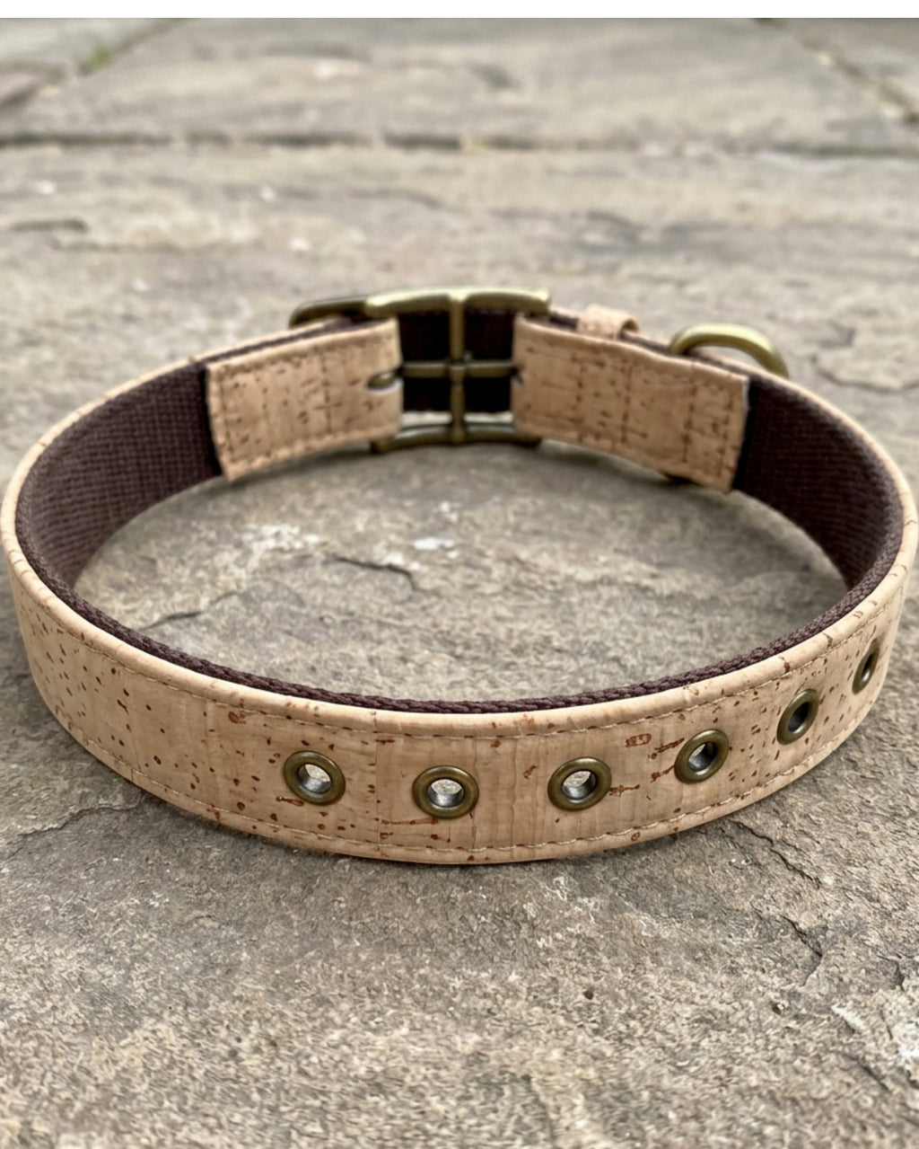 Bosey Cork-Fabric Dog Collar 30–44 cm Antique Brass - Lifestyle view