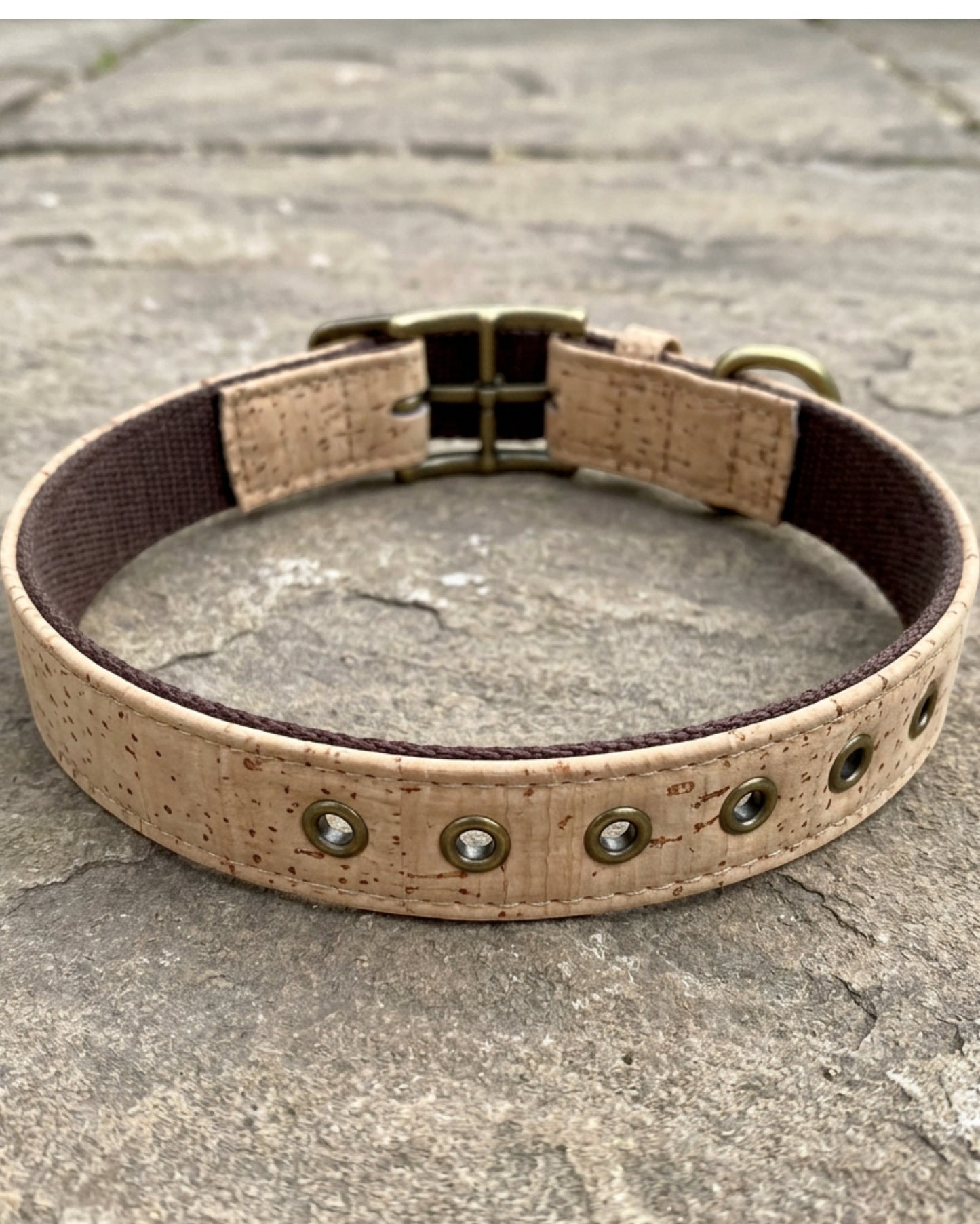 Bosey Cork-Fabric Dog Collar 30–44 cm Antique Brass - Lifestyle view
