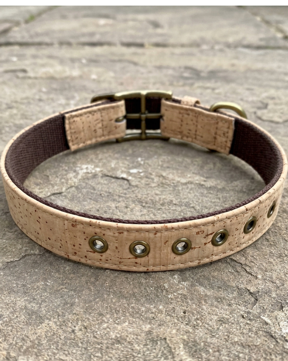 Bosey Cork-Fabric Dog Collar 30–44 cm Antique Brass - Lifestyle view