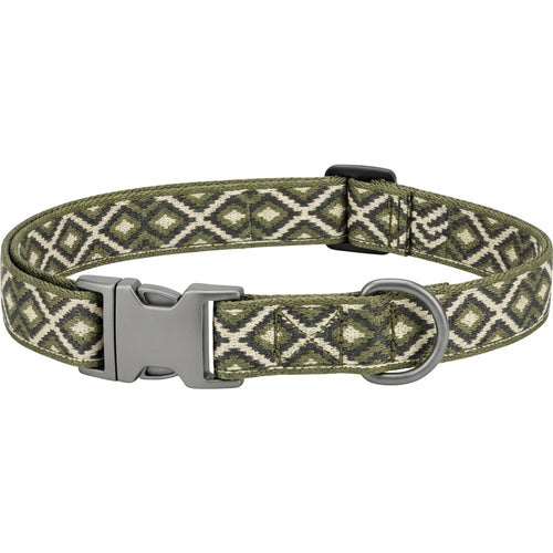 Bosey Geometric Jacquard Dog Collar 32–52 cm Moss Cream - Product view